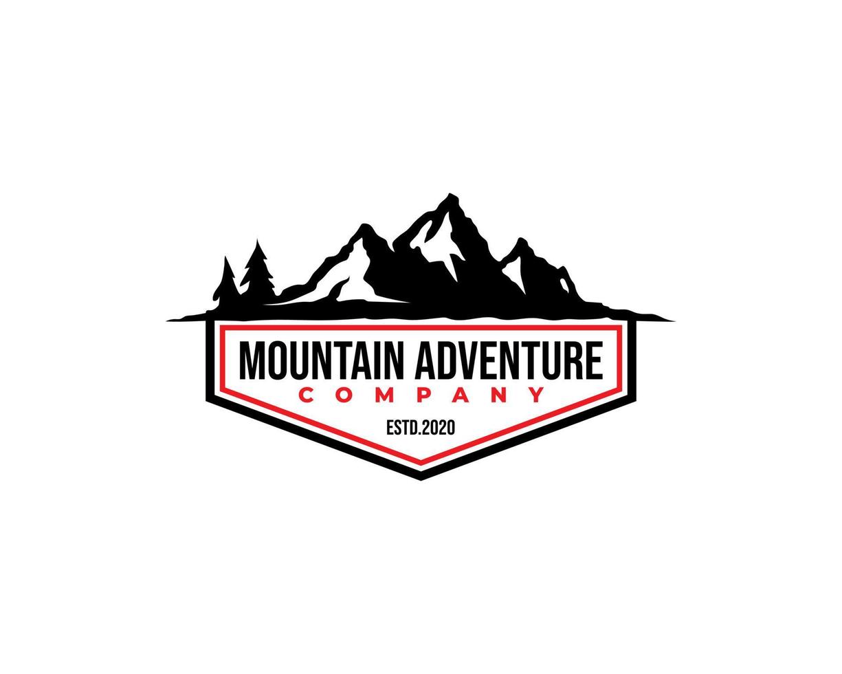 mountain adventure logo badge. Himalaya mountain silhouette logo design vector