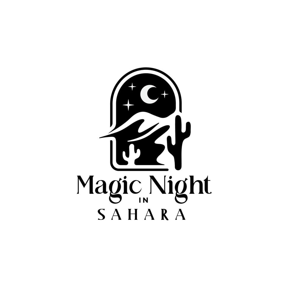 sahara desert logo. Bohemian logo. Night window logo vector