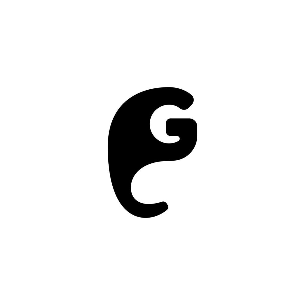 letter G initial logo. Elephant head silhouette logo design vector