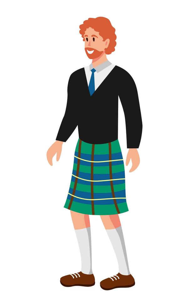 hombre en falda escocesa de vestir popular - vector