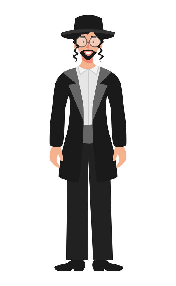 hombre con ropa popular festiva judía - vector