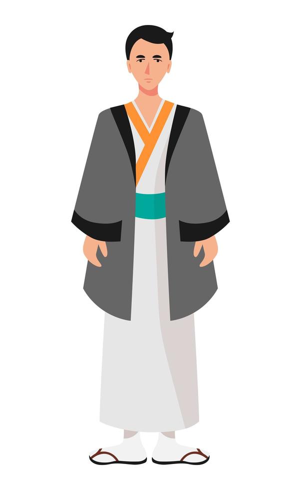 Man in Japanese festive folk clothes - Vector