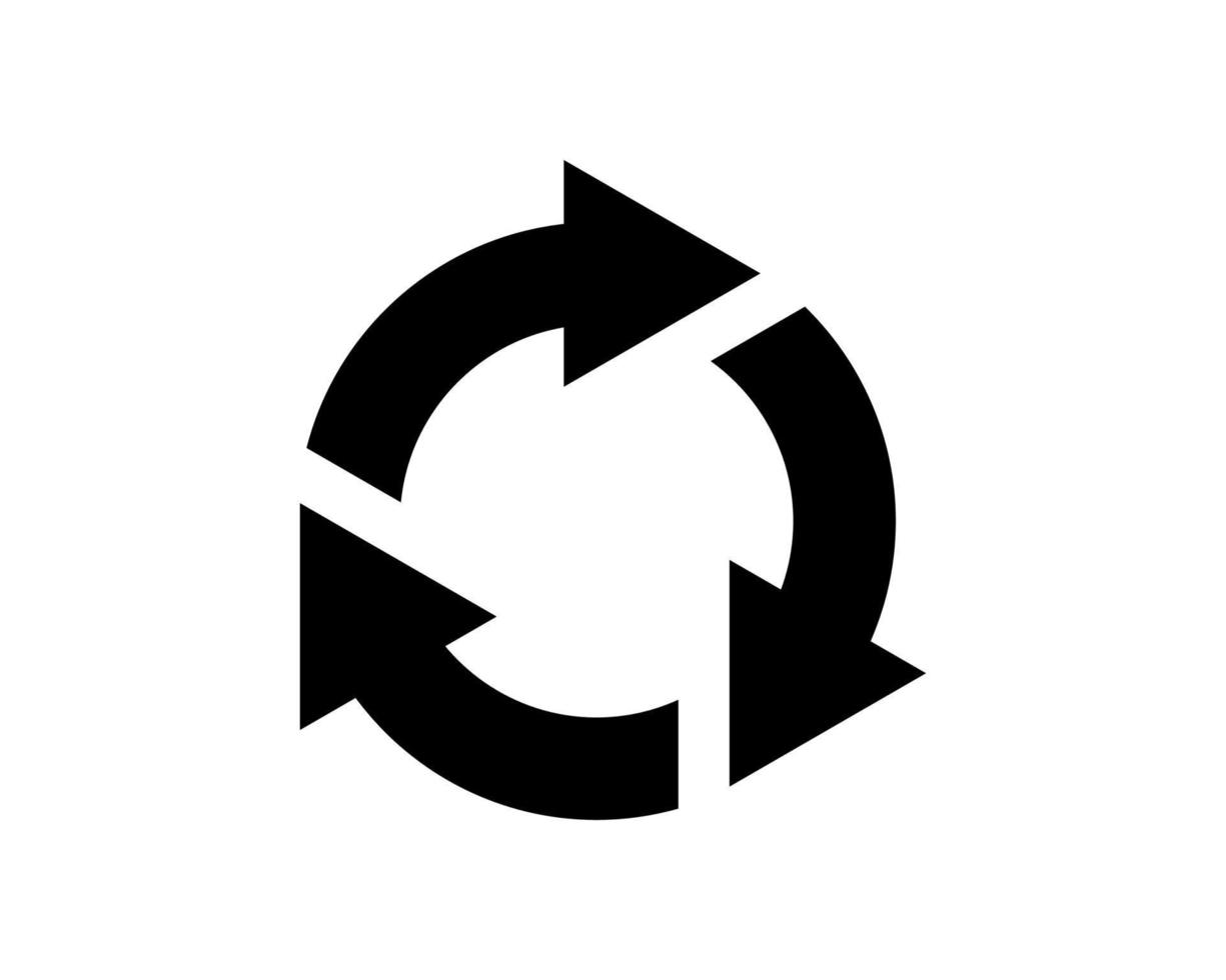 black recycle icon. Recycle label separately on white background. Three black arrows. Recycle vector