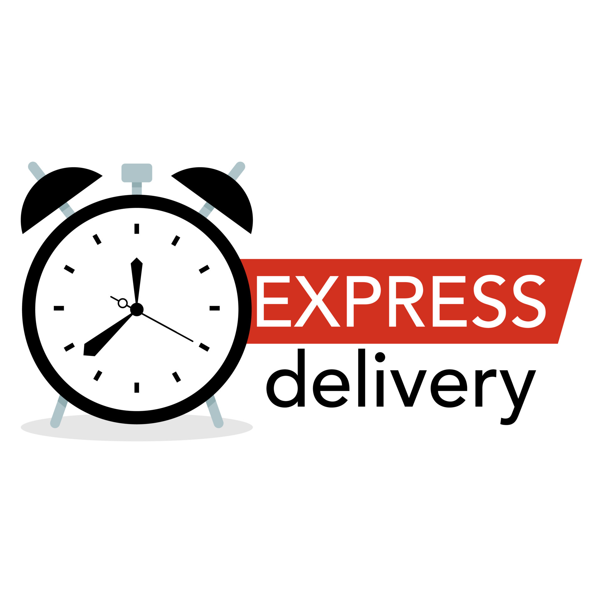 Express delivery logo. Clock icon with express delivery inscription. Fast  delivery and urgent shipping services. Vector illustration in flat style.  5731064 Vector Art at Vecteezy