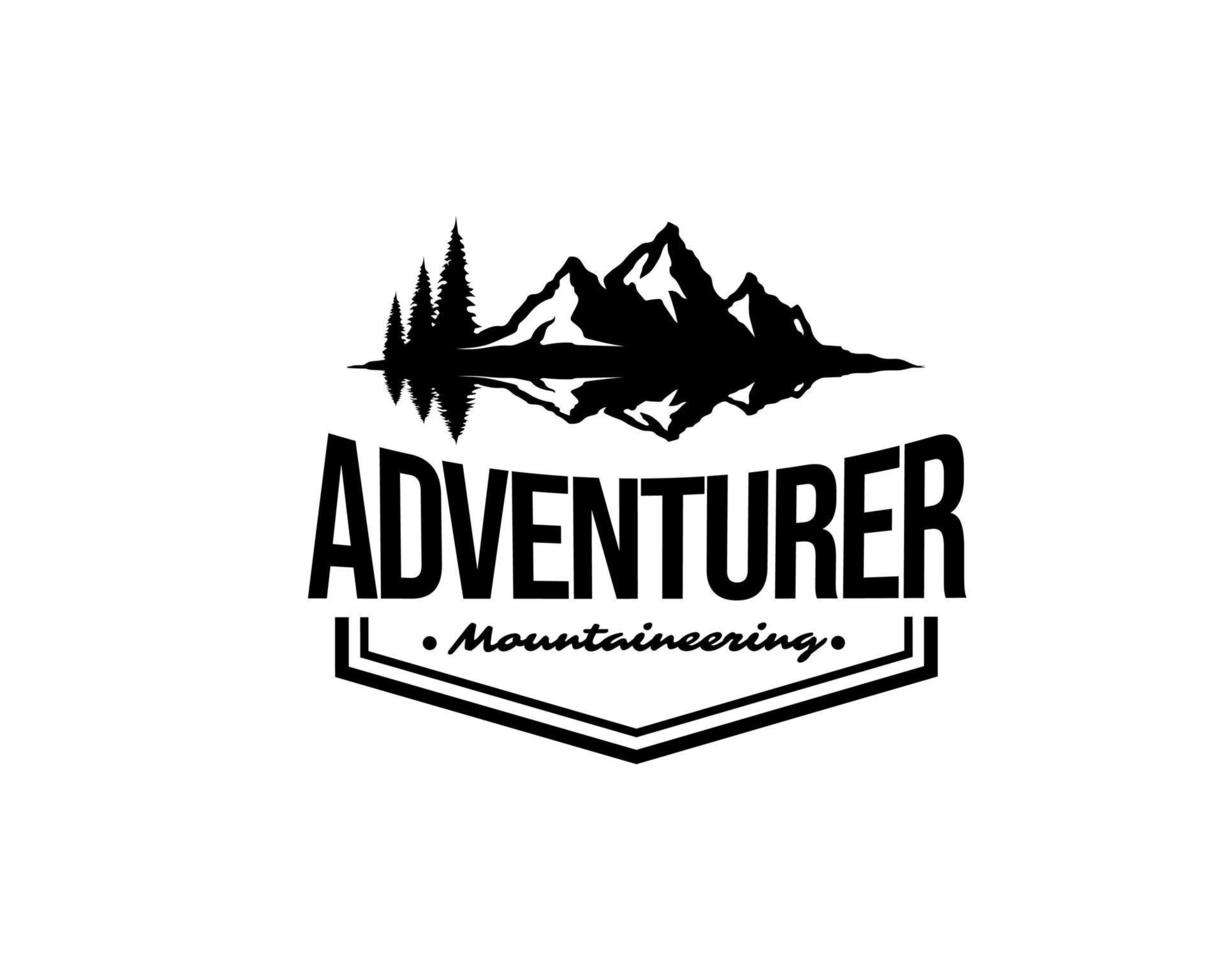 adventure himalaya mountain logo. Silhouette of mountain with reflection in water vector