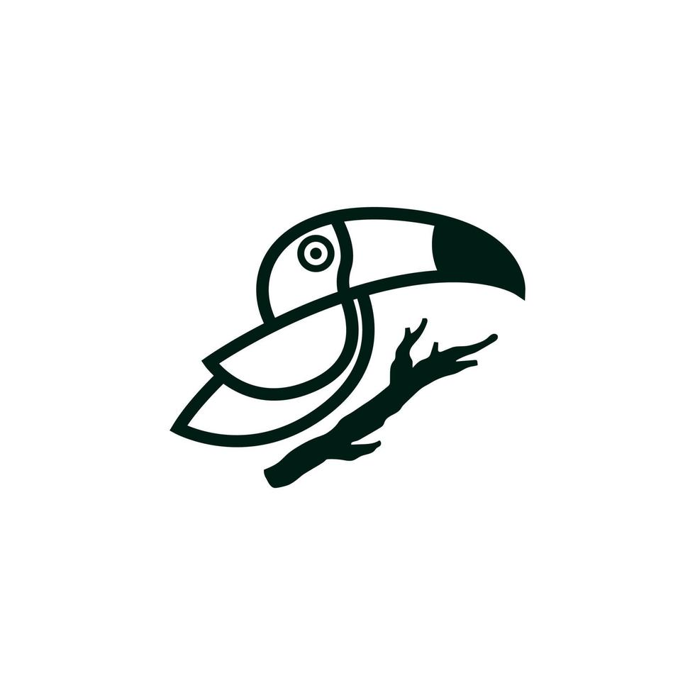outline toucan logo with branch silhouette logo design template vector