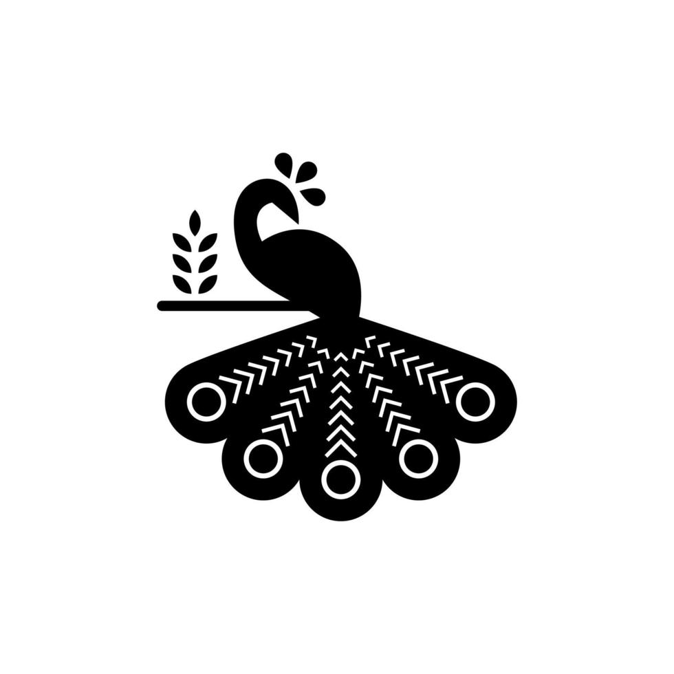 silueta de pavo real negro. Ilustración de vector de diseño de logotipo de pavo real elegante