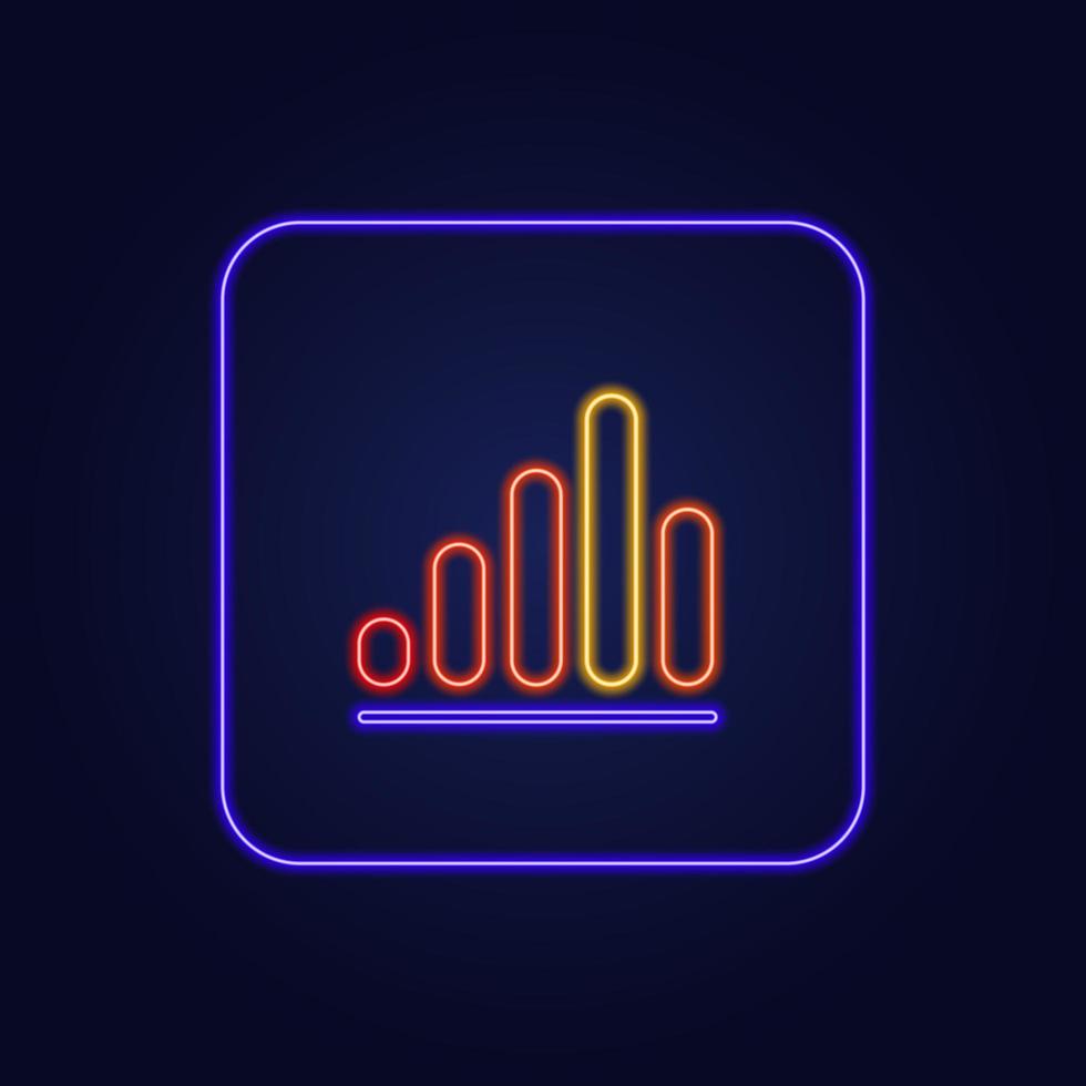 Stylish yellow neon growth graph icon - Vector