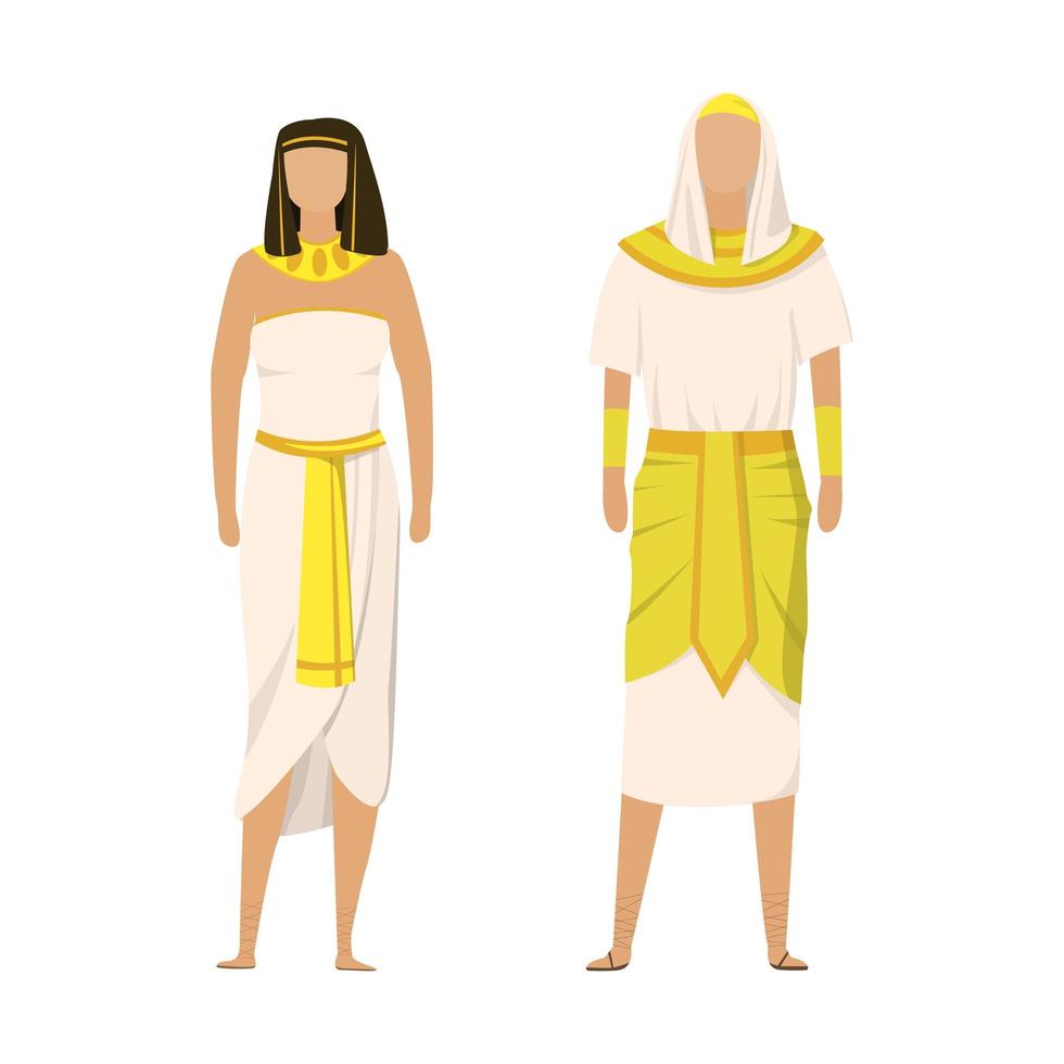 Girl and man in Egyptian folk national festive costumes - Vector