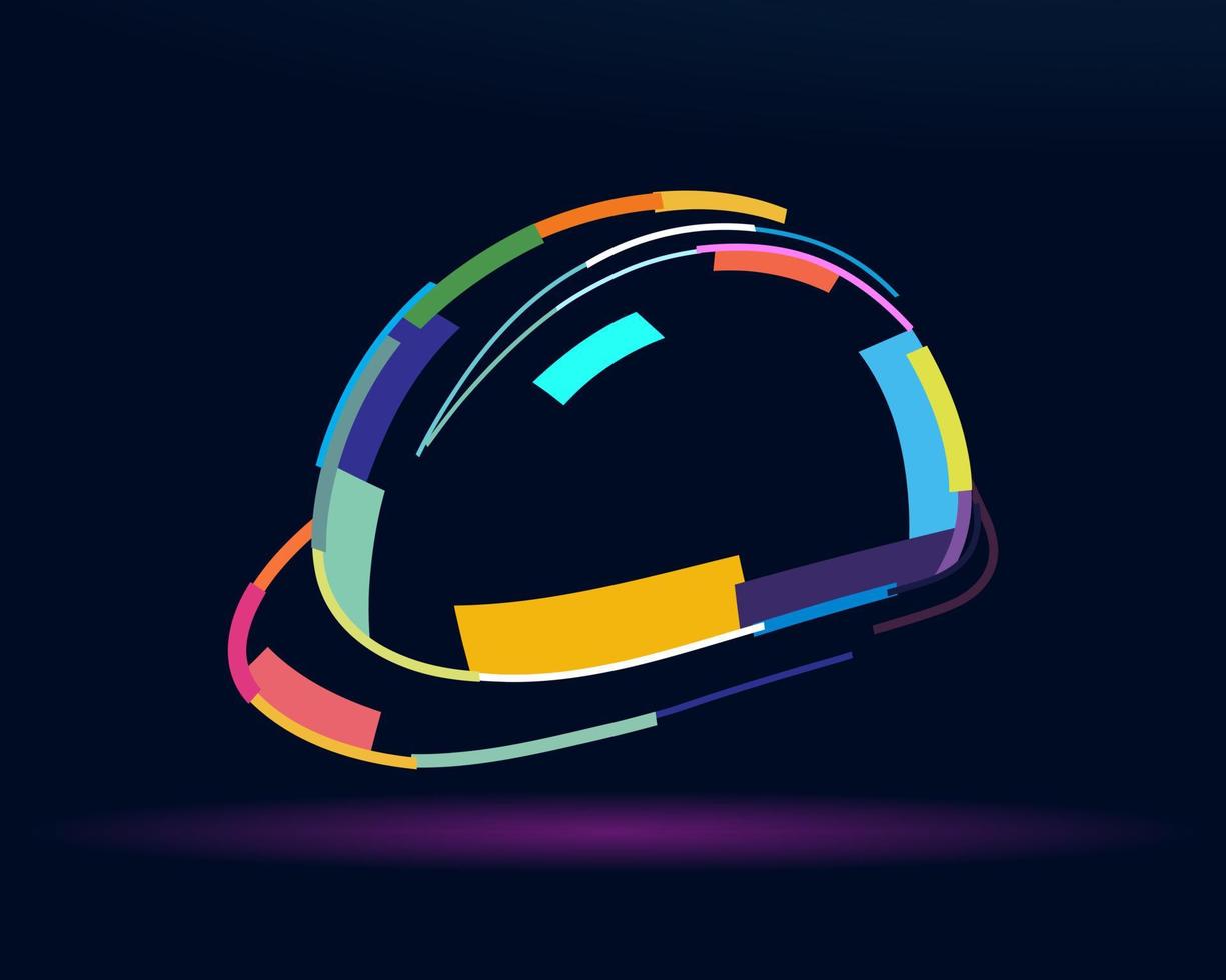 Abstract construction helmet from multicolored paints. Colored drawing. Vector illustration of paints