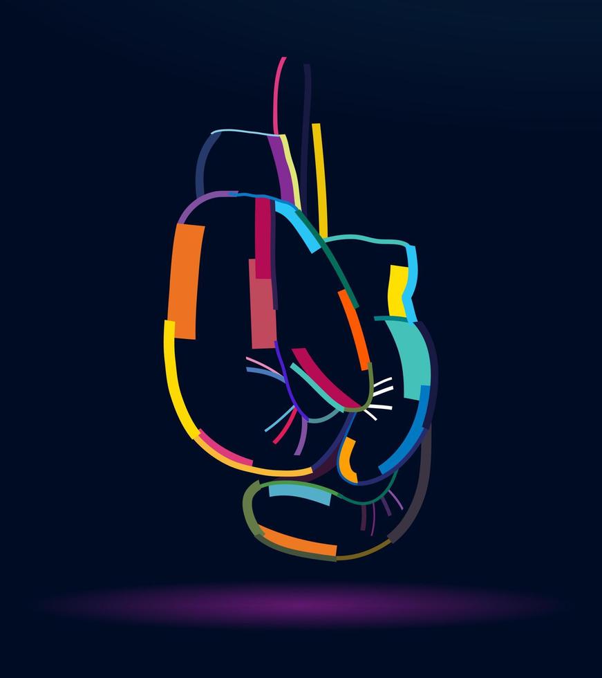 Abstract boxing gloves from multicolored paints. Colored drawing. Vector illustration of paints