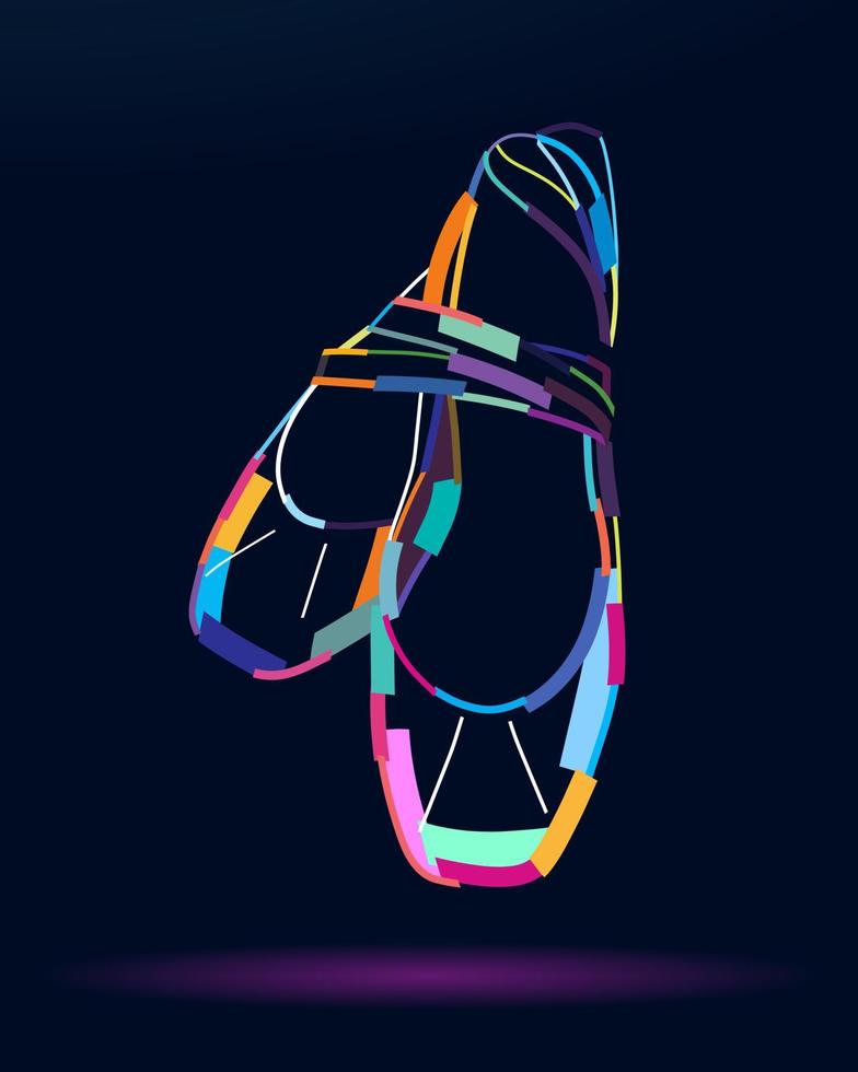 Abstract ballet shoes, pointe shoes with a ribbon from multicolored paints. Colored drawing. Vector illustration of paints