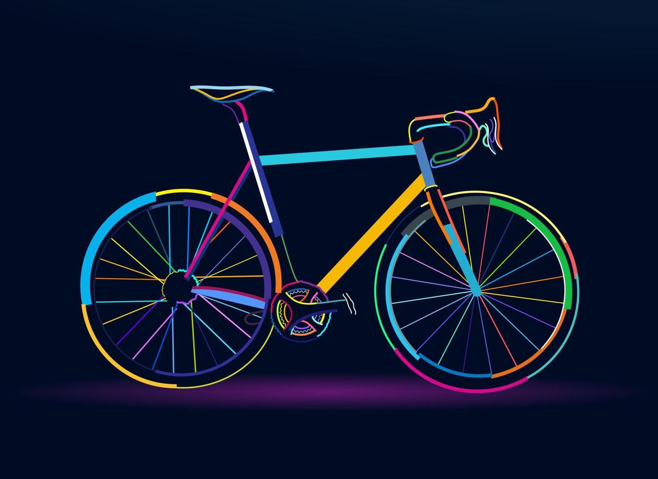 bicicleta abstracta, bicicleta de montaña deportiva, dibujo colorido. ilustración vectorial de pinturas vector