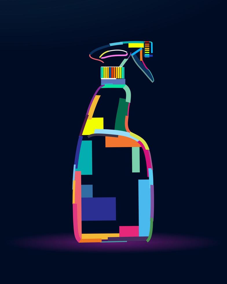 Abstract spray cleaner, dispenser, detergents from multicolored paints. Colored drawing. Vector illustration of paints