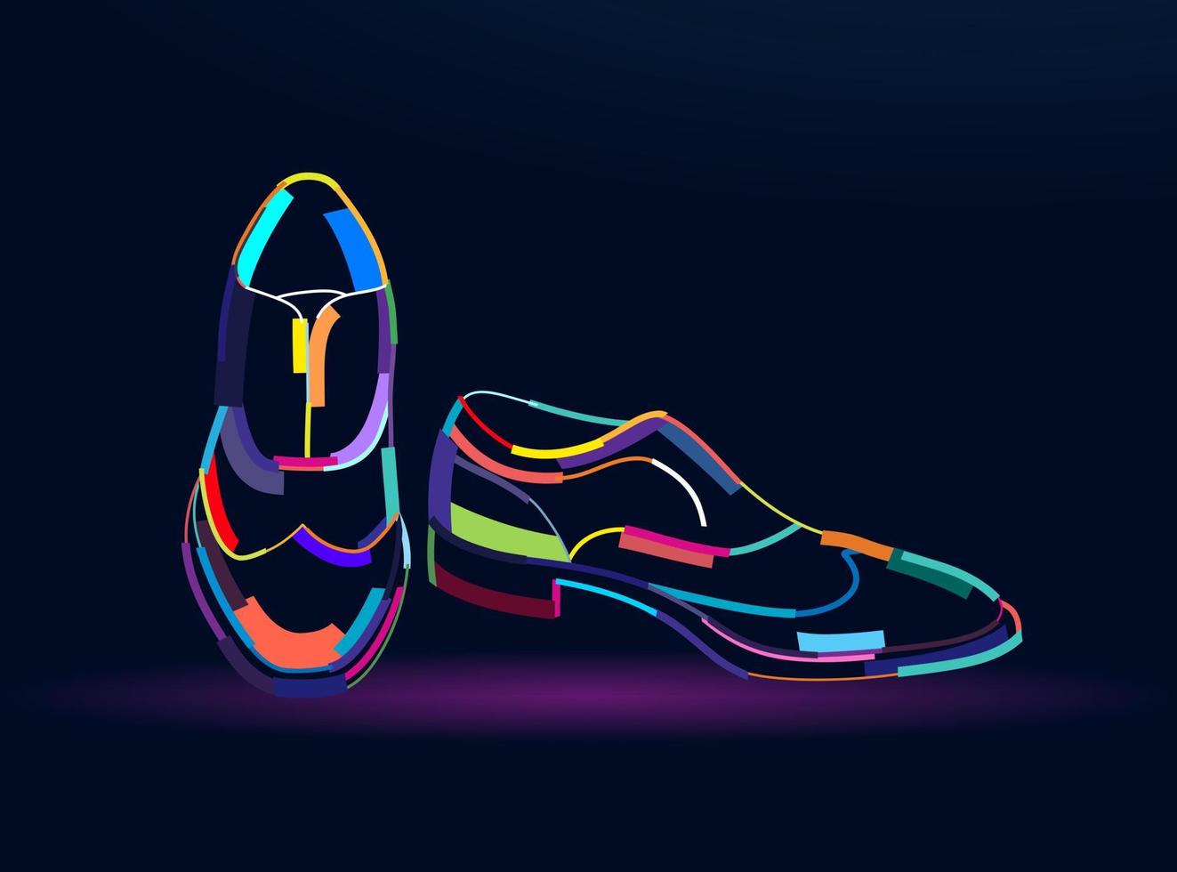 zapatos masculinos abstractos de pinturas multicolores, dibujo coloreado. ilustración vectorial de pinturas vector