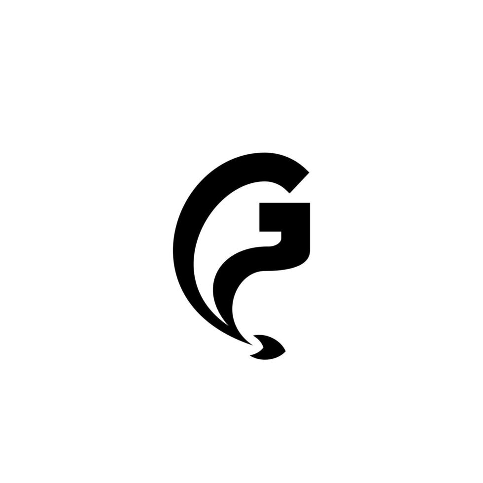 letter G initial logo with launched rocket. Spaceship rocket logo vector