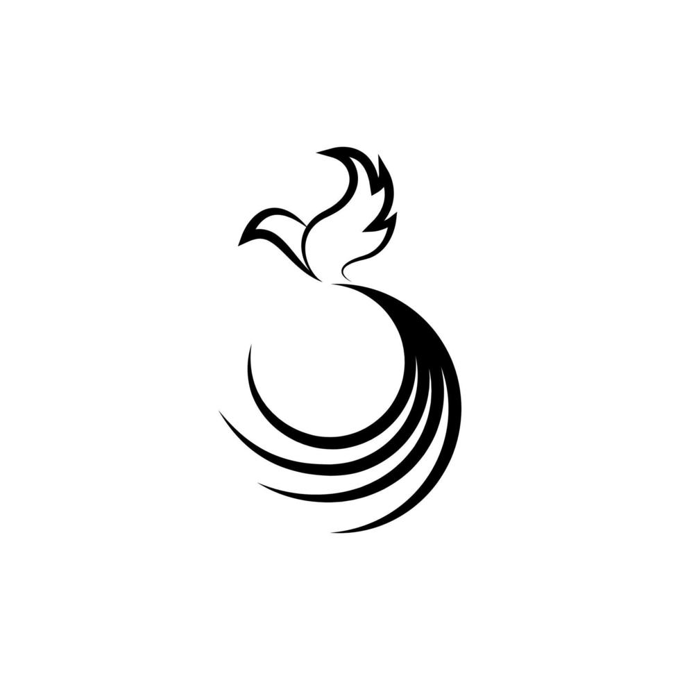 outline flying phoenix or eagle logo design template vector