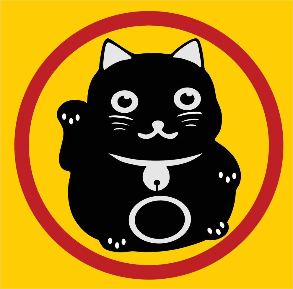 Lucky Cat vector Black Yellow