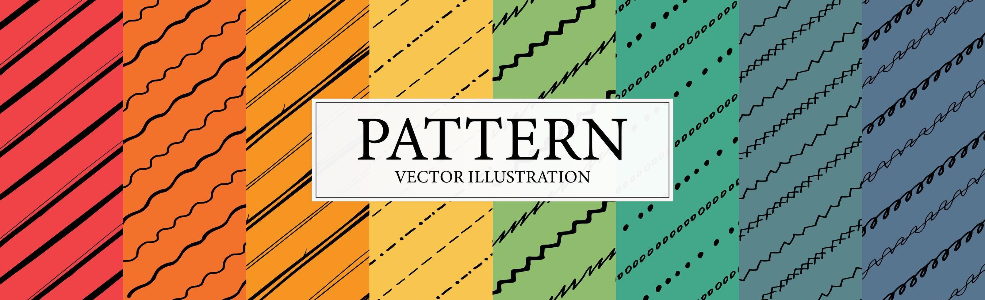 Assembly of seamless patterns, abstract shapes - Vector