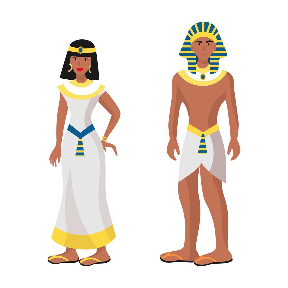 niña y hombre en trajes festivos nacionales folclóricos egipcios - vector