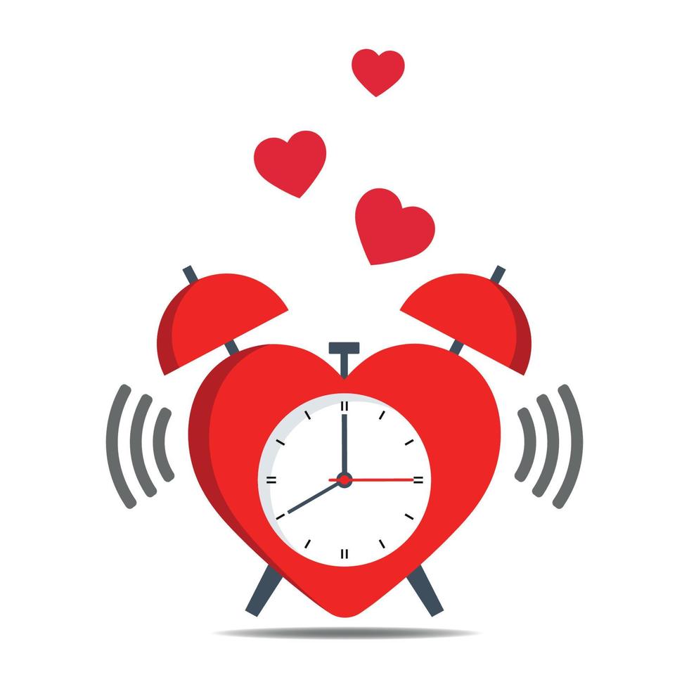 Heart shaped alarm clock vector