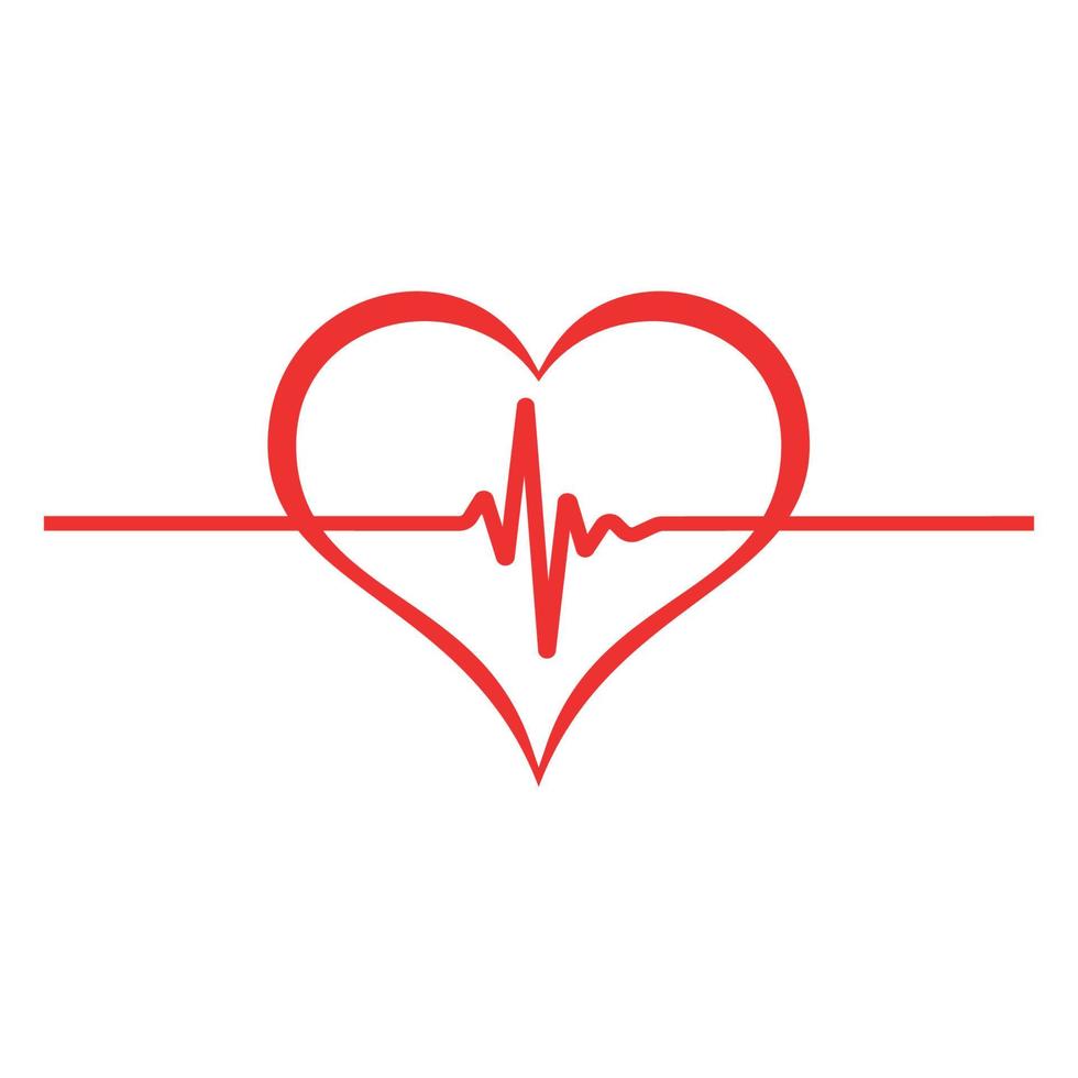 Illustration of a heart with a heartbeat line vector