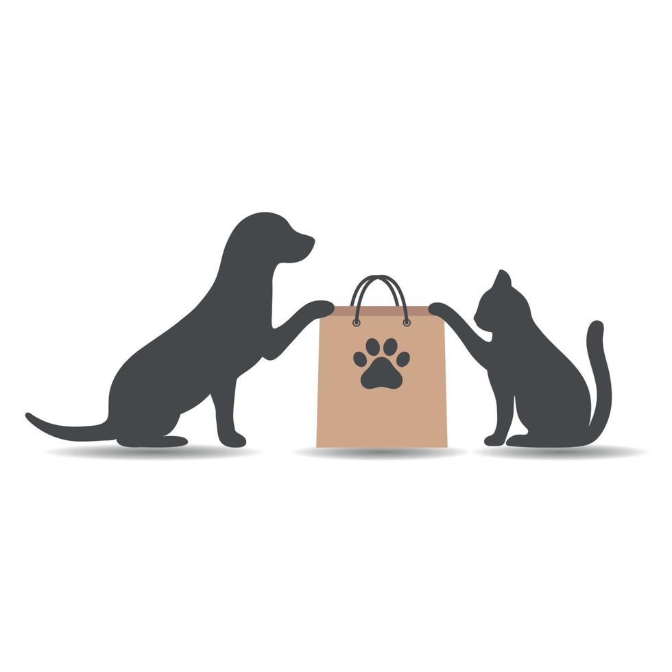 ilustración del logo de una tienda de mascotas con un perro y un gato vector