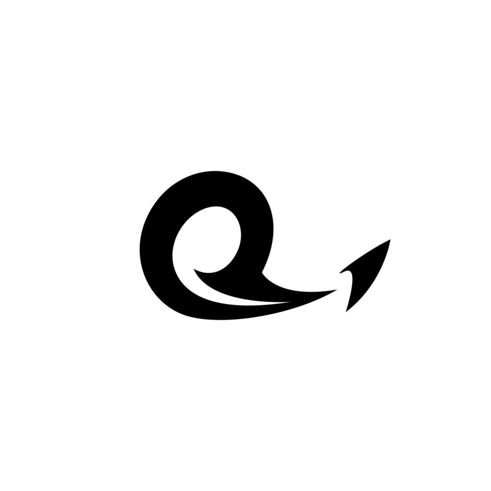 letter O or Q initial logo. Abstract rocket spaceship silhouette logo vector