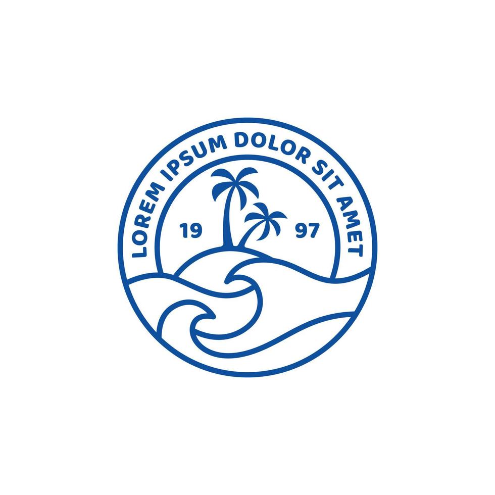 beach and island logo. Outline beach logo stamp vector