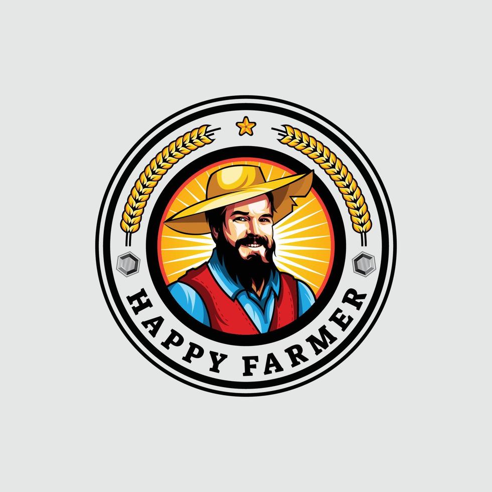Happy Farmer Business Logo vector