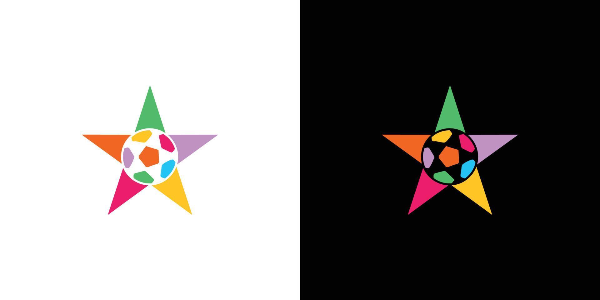 diseño de logotipo de estrella de fútbol moderno y colorido vector