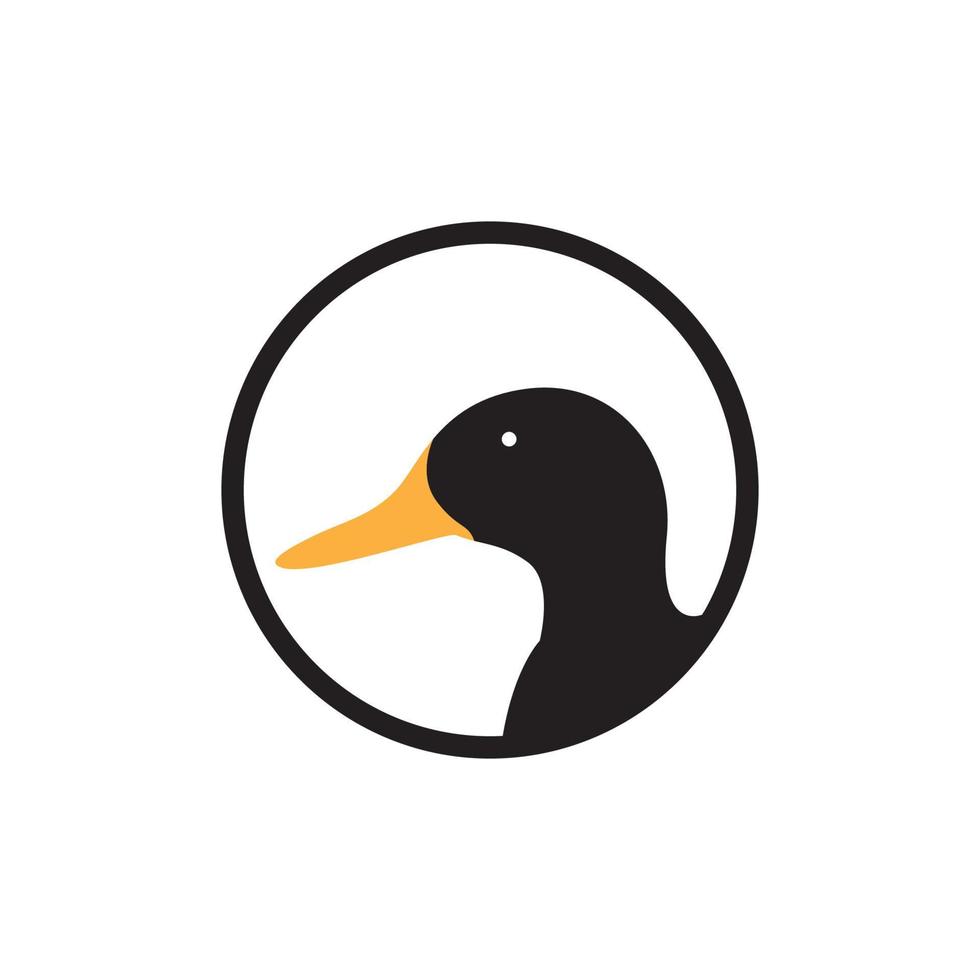 círculo con diseño de logotipo en forma de pato negro, símbolo gráfico vectorial icono ilustración idea creativa vector