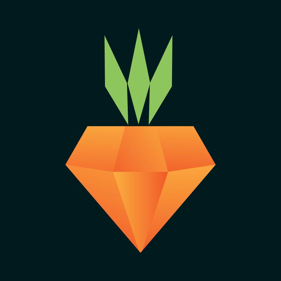 vegetables carrot with diamond logo design vector icon symbol illustration
