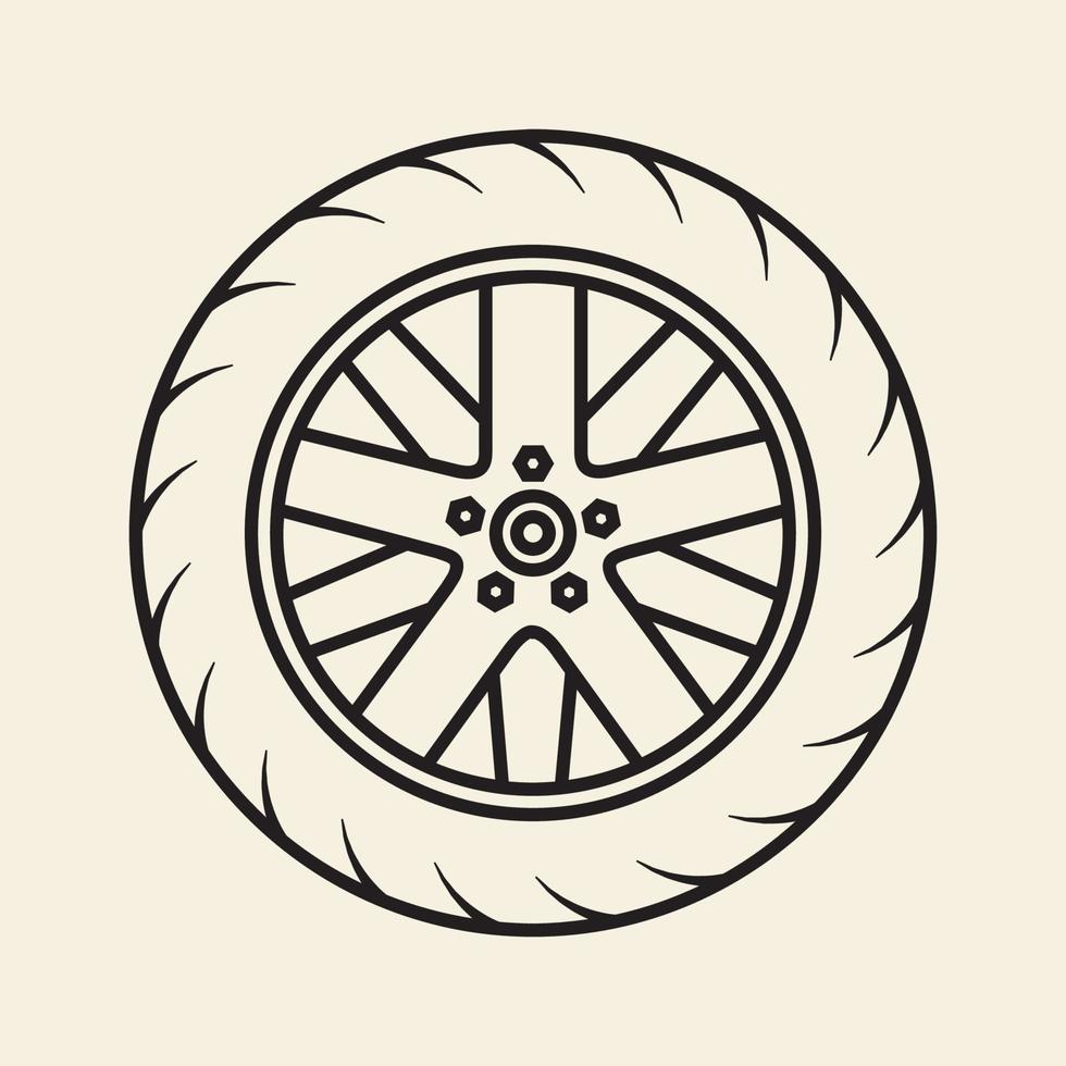 car tire line with wheel rim logo design vector icon symbol graphic illustration