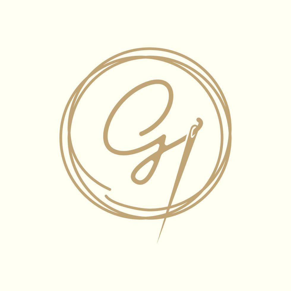 letter G with yarn needle tailor logo design vector graphic symbol icon illustration creative idea