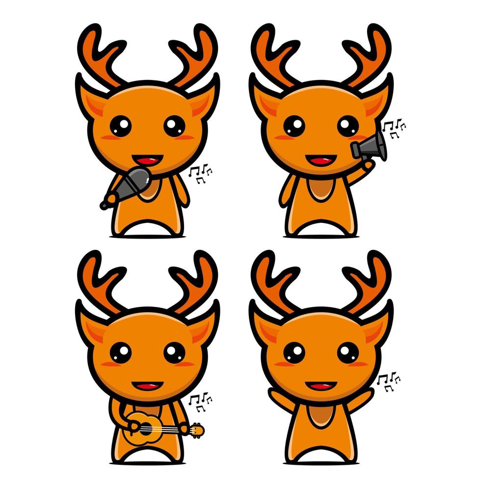 Set collection of cute deer mascot design. Isolated on a white background. Cute character mascot logo idea bundle concept vector