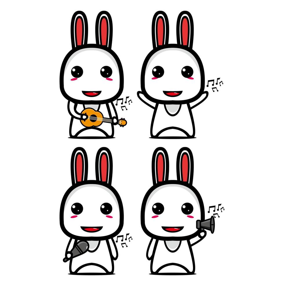 Set collection of cute rabbit mascot design. Isolated on a white background. Cute character mascot logo idea bundle concept vector