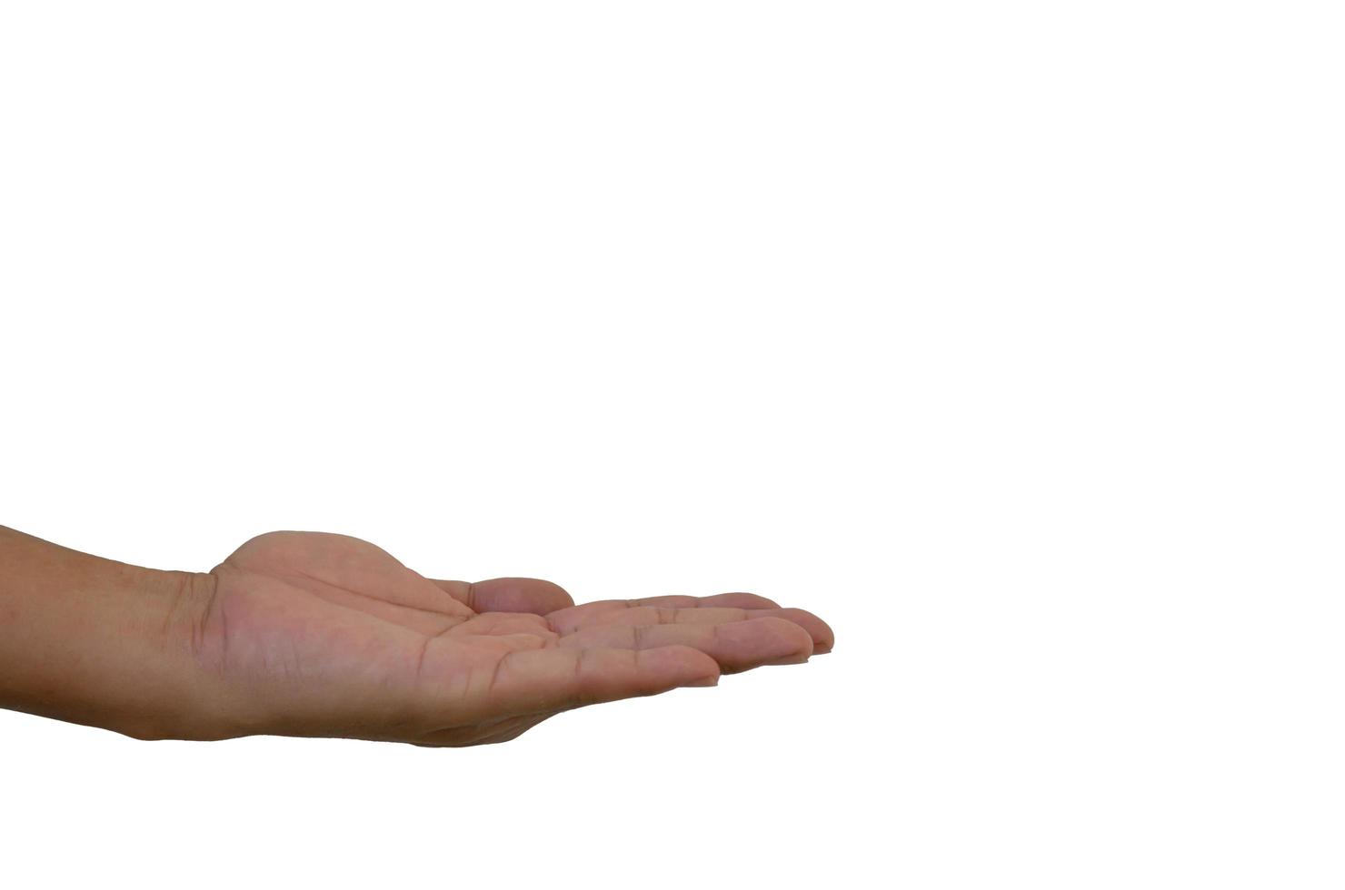 manos masculinas sobre un fondo blanco. copie el espacio. foto