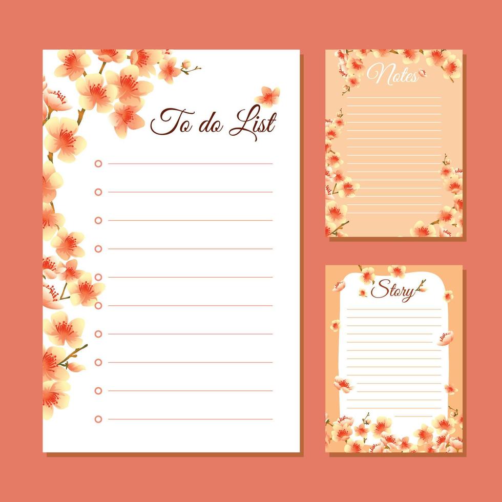 Spring Cherry Journal Templates vector