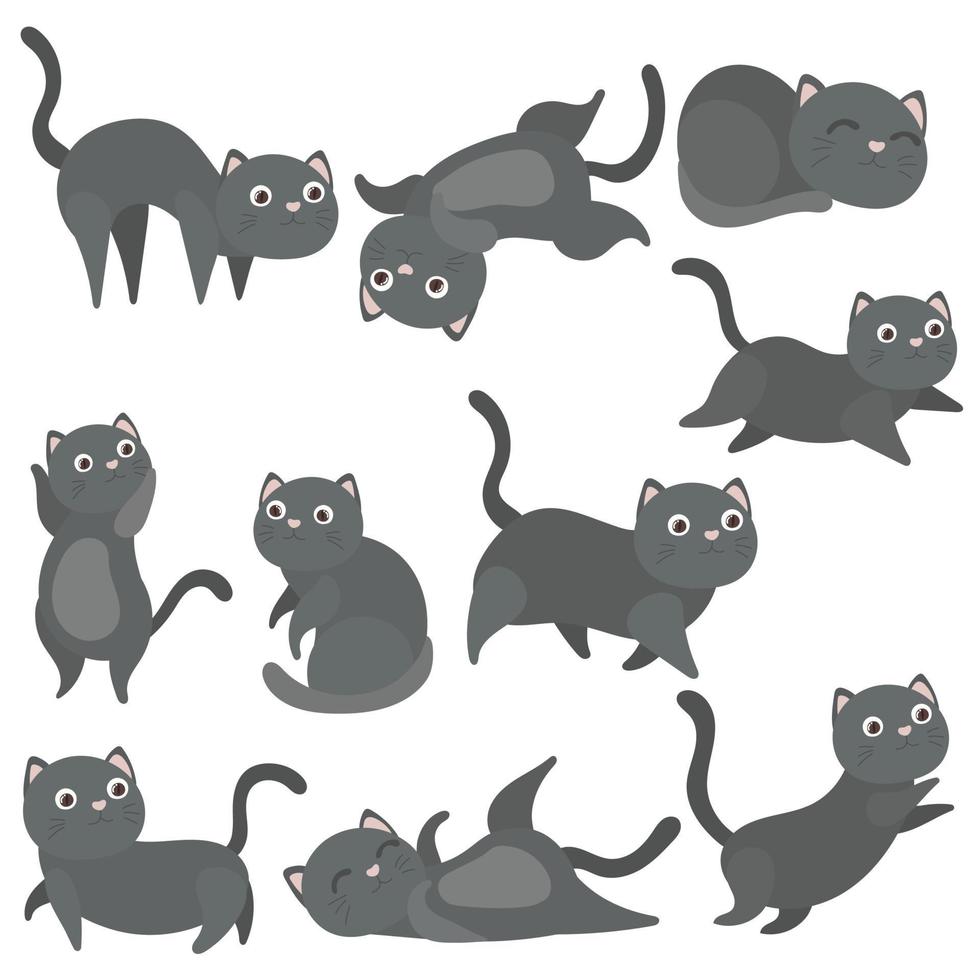 gatitos en estilo plano vector