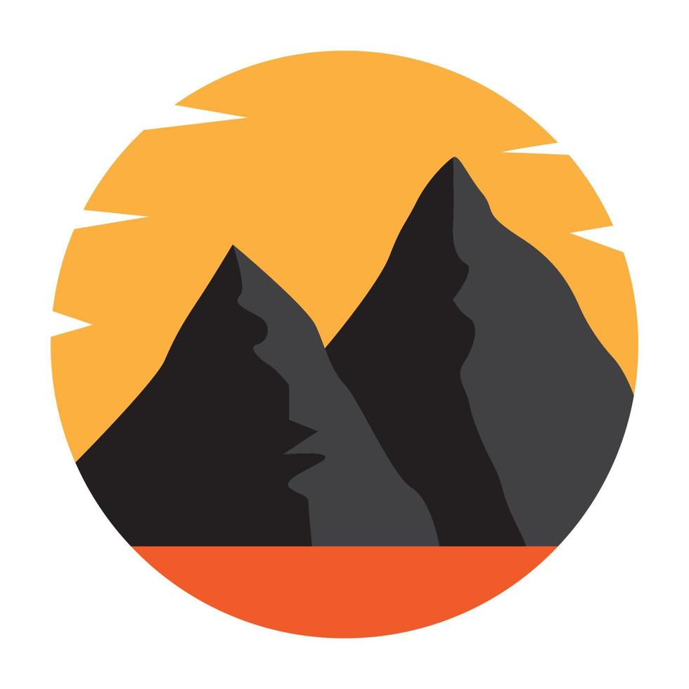 montaña colorida moderna con el símbolo del logotipo de la puesta del sol icono vectorial ilustración diseño gráfico vector