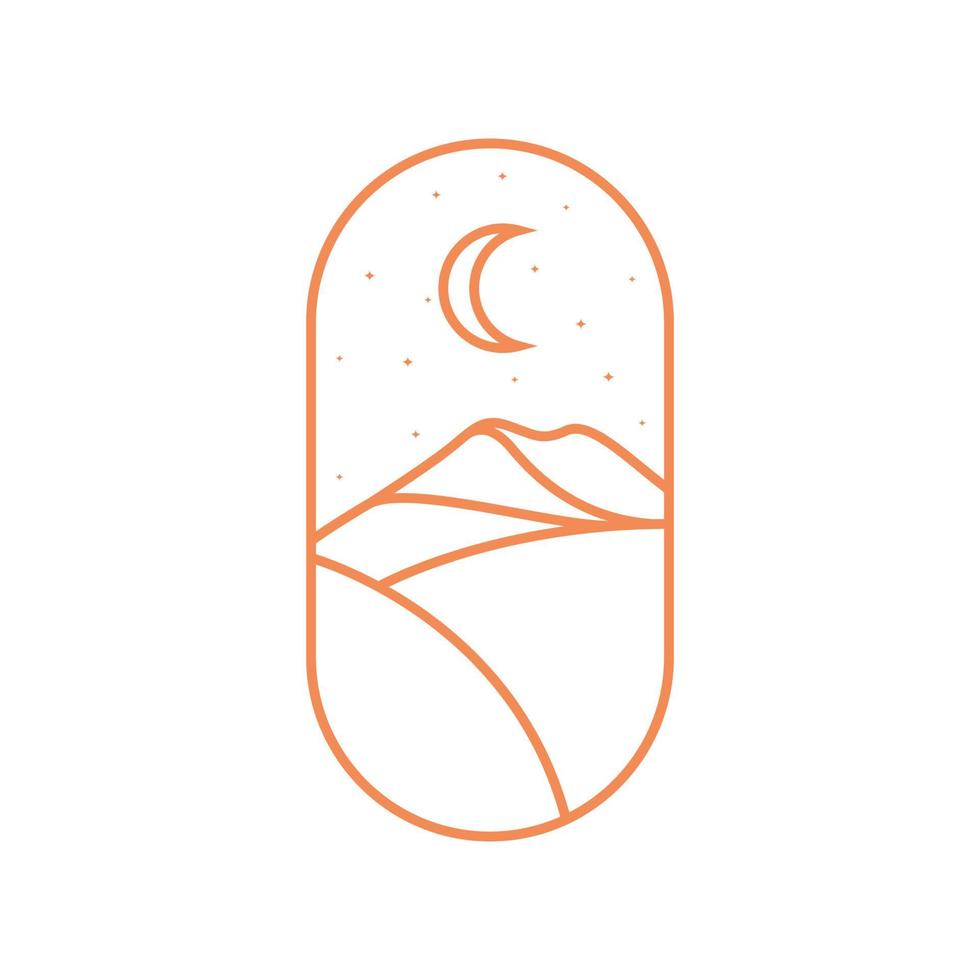 hipster mountain desert with crescent logo design, vector graphic symbol icon illustration creative idea