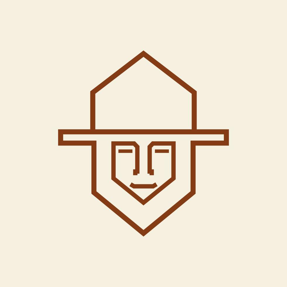 line face warrior castle logo design, vector graphic symbol icon illustration creative idea