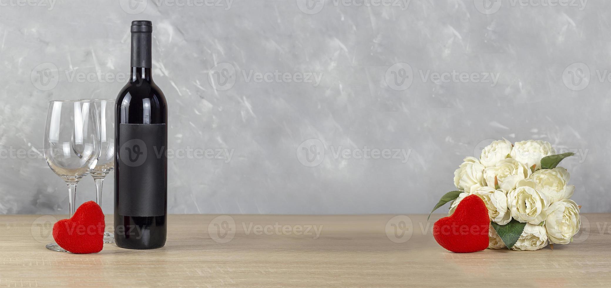 Happy Valentine's day. Valentine's day background design. Present, the cups are red. photo
