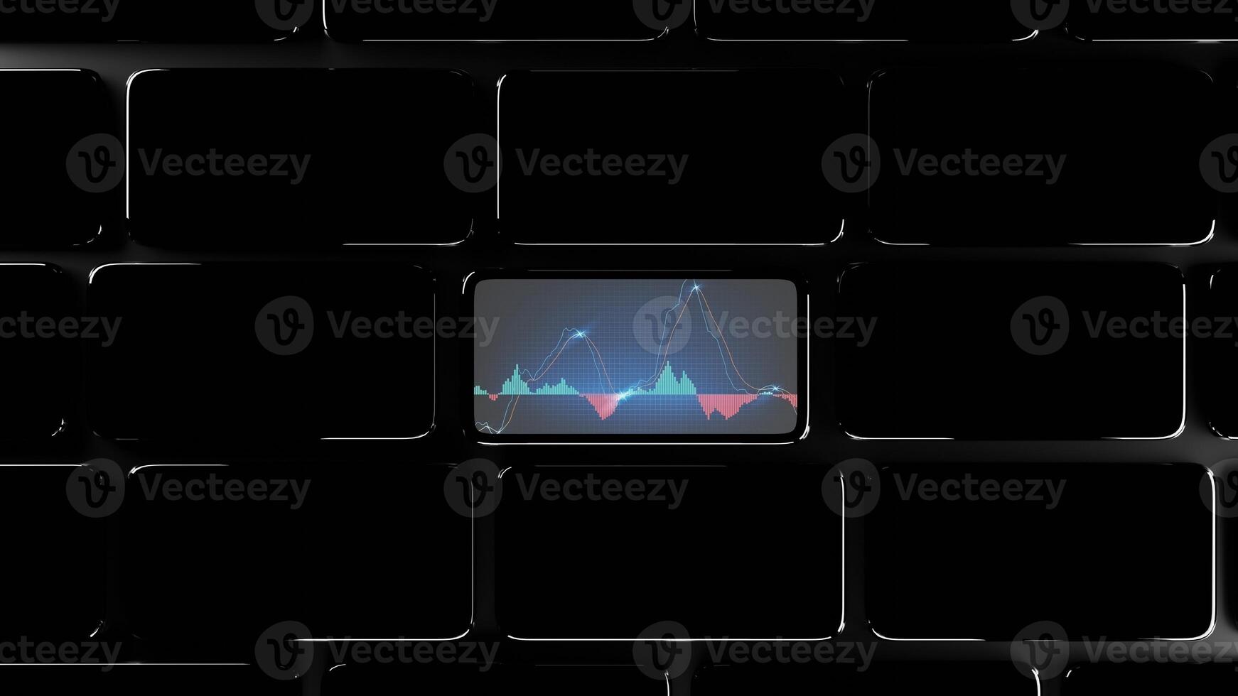 abstract background of mobile phone with stock market graph MACD indicator, 3D illustration rendering photo