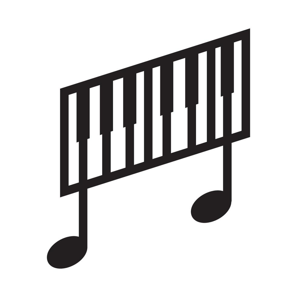 Notas de música con símbolo de logotipo de piano icono de vector ilustración diseño gráfico