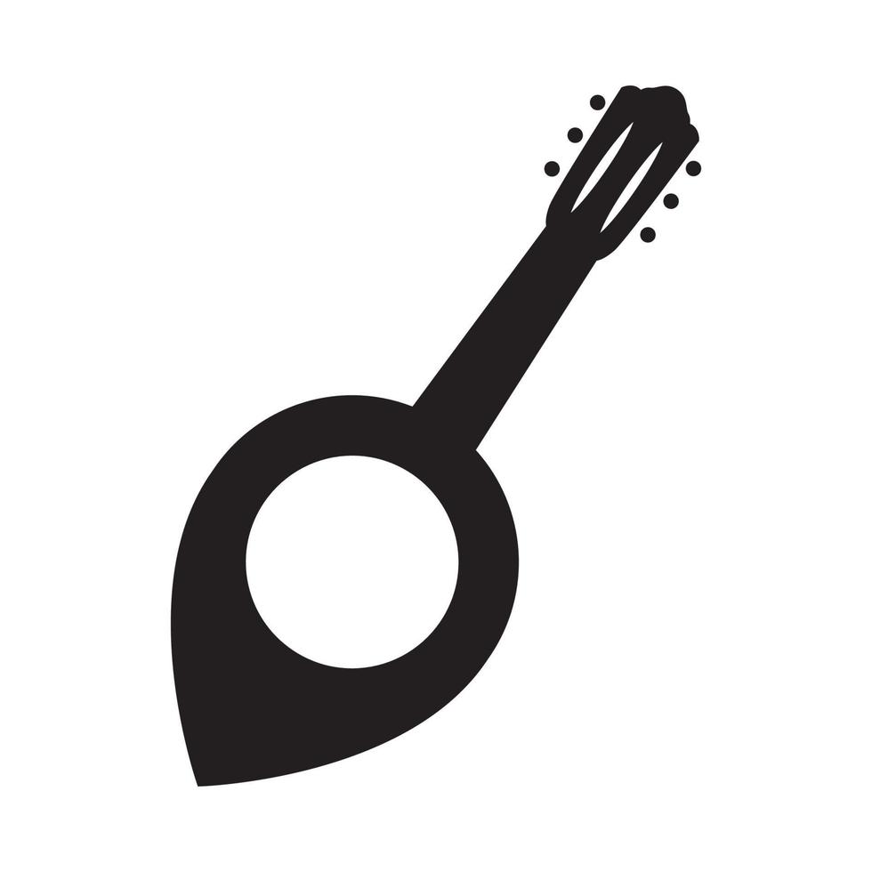 Guitarra con pin mapa ubicación símbolo del logotipo icono vectorial ilustración diseño gráfico vector