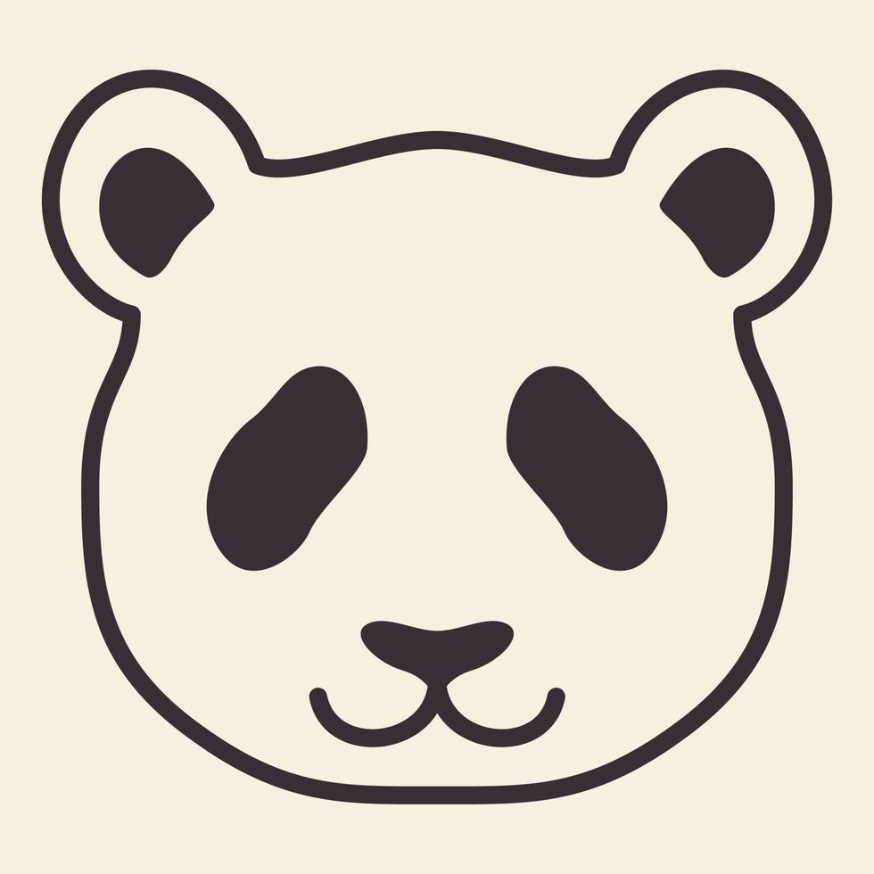 cabeza de animal líneas de dibujos animados lindo panda sonrisa diseño de logotipo vector icono símbolo ilustración gráfica