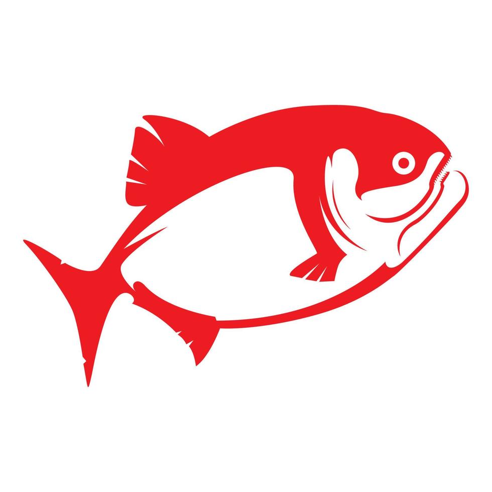 forma moderna animal pescado piraña logotipo rojo diseño vector icono símbolo ilustración