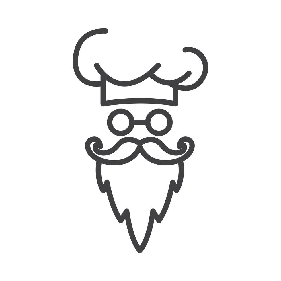 old man beard chef lines vintage logo symbol vector icon illustration graphic design